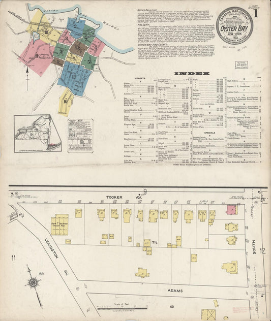 Sanborn Fire Insurance Map from Oyster Bay, Nassau County, New York (1922), Sheet #0001 - Complete Map Set gallery image, historic Sanborn map, vintage wall art, New York New York