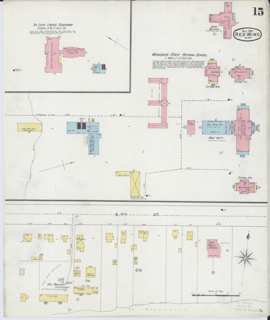 Sanborn Fire Insurance Map from Red Wing, Goodhue County, Minnesota (1895), Sheet #0015 - Historic Sanborn Fire Insurance Map Print, vintage old map wall art, antique decor, genealogy gift, Minnesota Minnesota map