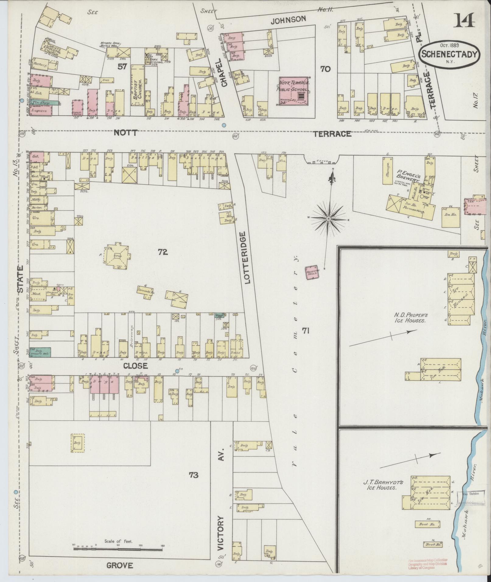 Sanborn Fire Insurance Map from Schenectady, Schenectady County, New York (1889), Sheet #0014 - Complete Map Set gallery image, historic Sanborn map, vintage wall art, New York New York