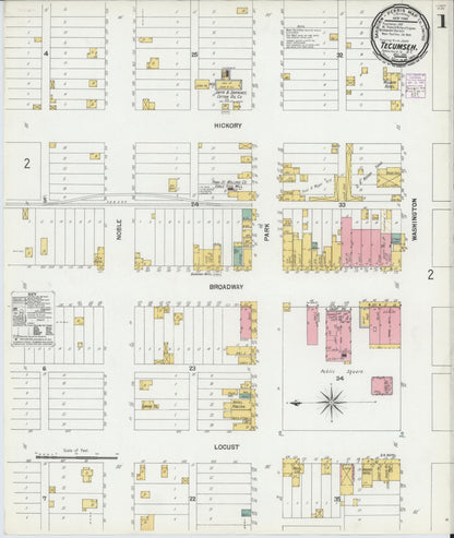 Sanborn Fire Insurance Map from Tecumseh, Pottawatomie County, Oklahoma (1901), Sheet #0001 - Complete Map Set gallery image, historic Sanborn map, vintage wall art, Oklahoma Oklahoma