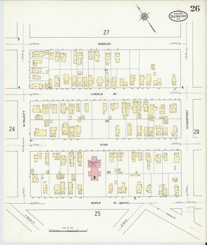 Sanborn Fire Insurance Map from Dunkirk, Chautauqua County, New York (1910), Sheet #0026 - Complete Map Set gallery image, historic Sanborn map, vintage wall art, New York New York