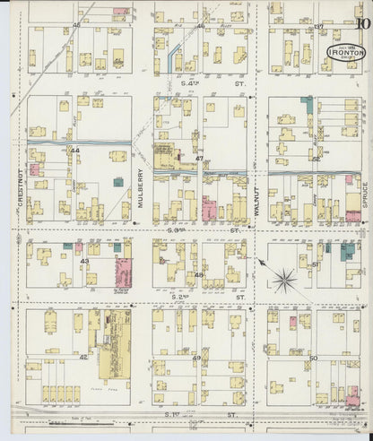 Sanborn Fire Insurance Map from Ironton, Lawrence County, Ohio (1893), Sheet #0010 - Historic Sanborn Fire Insurance Map Print, vintage old map wall art, antique decor, genealogy gift, Ohio Ohio map