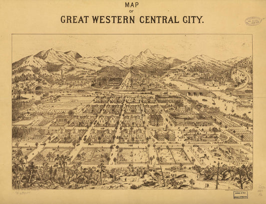 Map of great western Central City (1887) – Historic Bird’s-Eye View Panorama Print