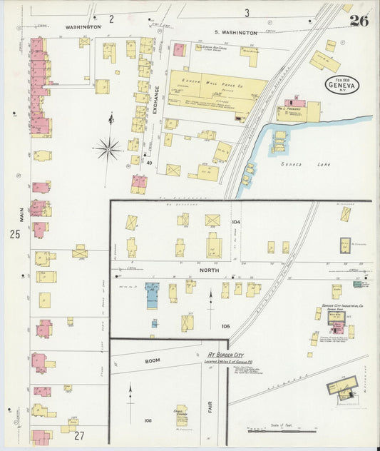 Sanborn Fire Insurance Map from Geneva, Ontario County, New York (1909), Sheet #0026 - Historic Sanborn Fire Insurance Map Print, vintage old map wall art, antique decor, genealogy gift, New York New York map