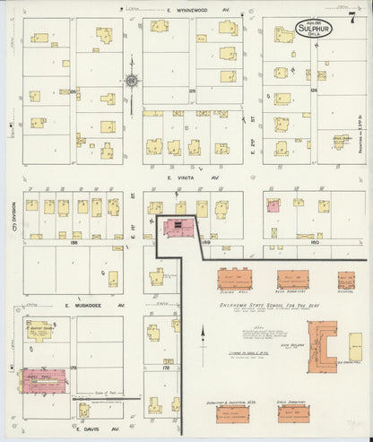 Sanborn Fire Insurance Map from Sulphur, Murray County, Oklahoma (1918), Sheet #0007 - Complete Map Set gallery image, historic Sanborn map, vintage wall art, Oklahoma Oklahoma