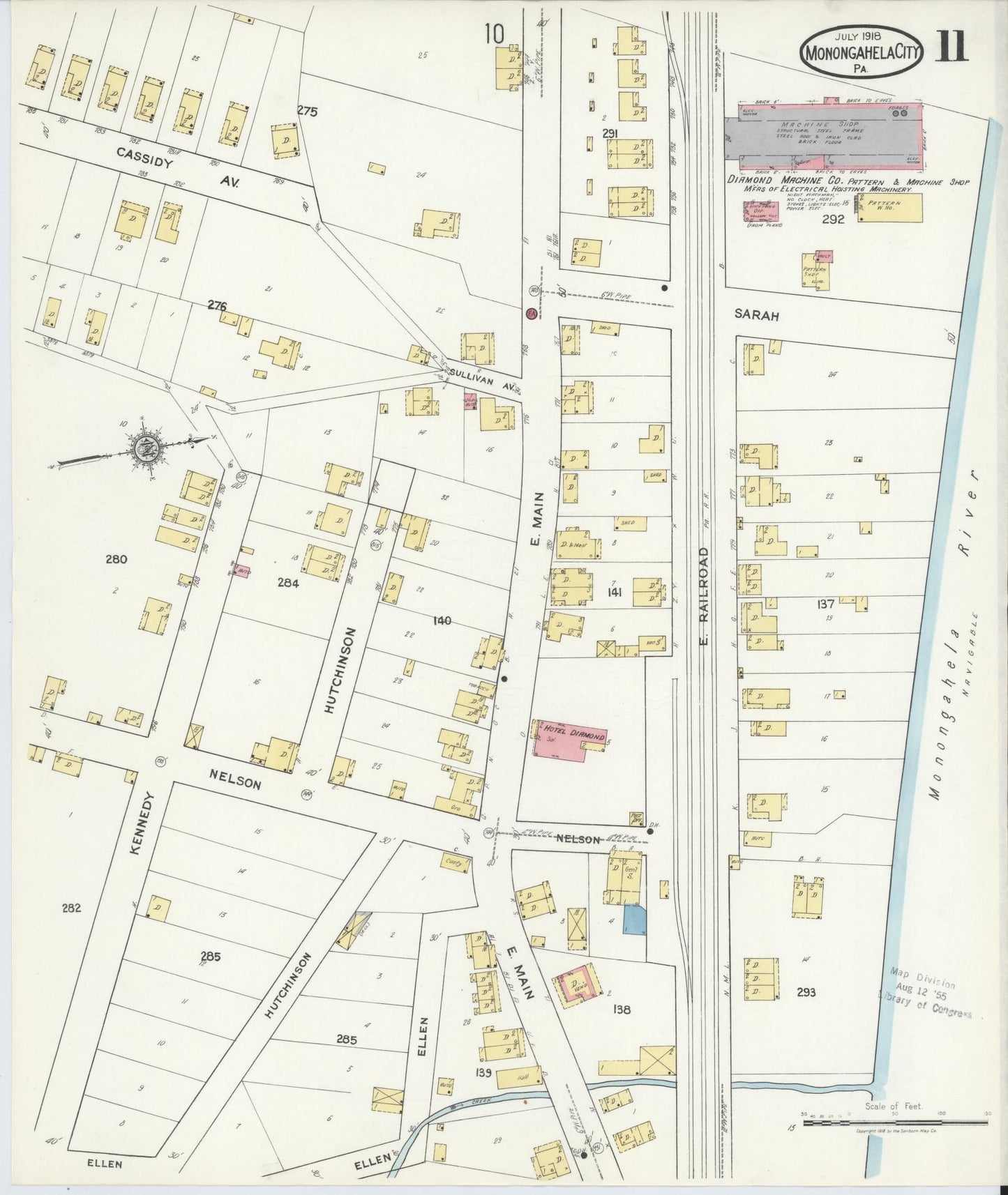 Sanborn Fire Insurance Map from Monongahela City, Washington County, Pennsylvania (1918), Sheet #0011 - Complete Map Set gallery image, historic Sanborn map, vintage wall art, Pennsylvania Pennsylvania