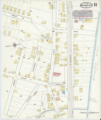 Sanborn Fire Insurance Map from Monongahela City, Washington County, Pennsylvania (1918), Sheet #0011 - Complete Map Set gallery image, historic Sanborn map, vintage wall art, Pennsylvania Pennsylvania