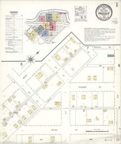 Sanborn Fire Insurance Map from Prosser, Benton County, Washington (1909), Sheet #0001 - Complete Map Set gallery image, historic Sanborn map, vintage wall art, Washington Washington