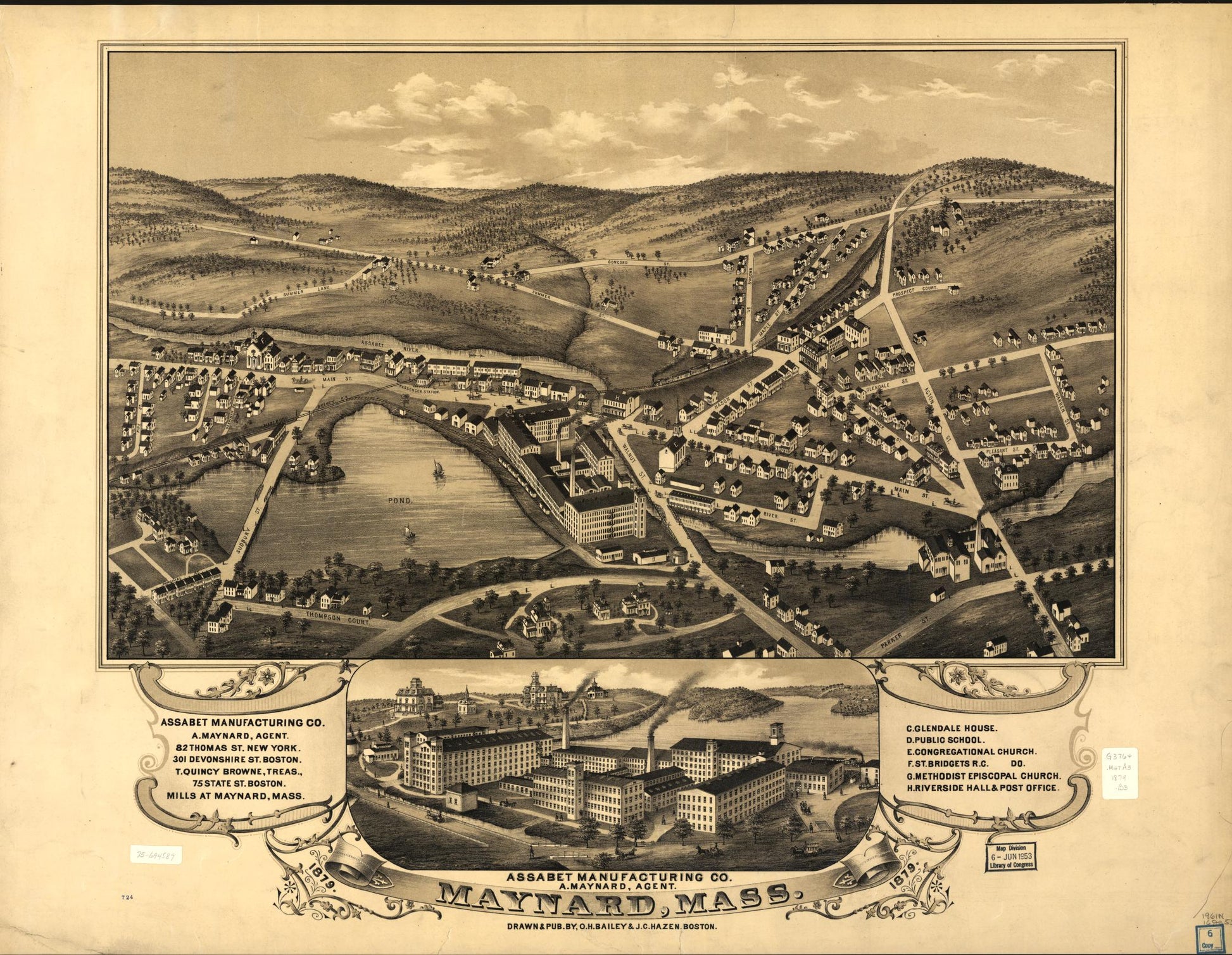 Maynard, Mass. 1879. (1879) – Historic Bird’s-Eye View Panorama Print