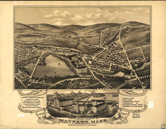 Maynard, Mass. 1879. (1879) – Historic Bird’s-Eye View Panorama Print