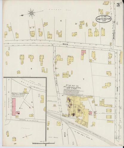 Sanborn Fire Insurance Map from Southington, Hartford County, Connecticut (1895), Sheet #0003 - Complete Map Set gallery image, historic Sanborn map, vintage wall art, Connecticut Connecticut