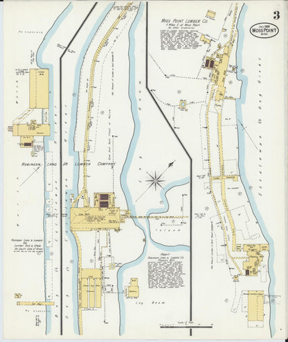 Sanborn Fire Insurance Map from Moss Point, Jackson County, Mississippi (1898), Sheet #0003 - Complete Map Set gallery image, historic Sanborn map, vintage wall art, Mississippi Mississippi
