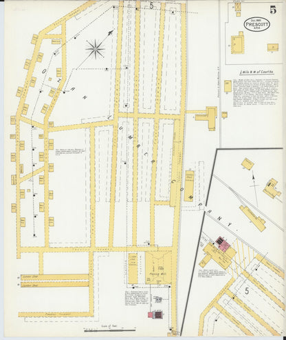 Sanborn Fire Insurance Map from Prescott, Nevada County, Arkansas (1900), Sheet #0005 - Complete Map Set gallery image, historic Sanborn map, vintage wall art, Arkansas Arkansas