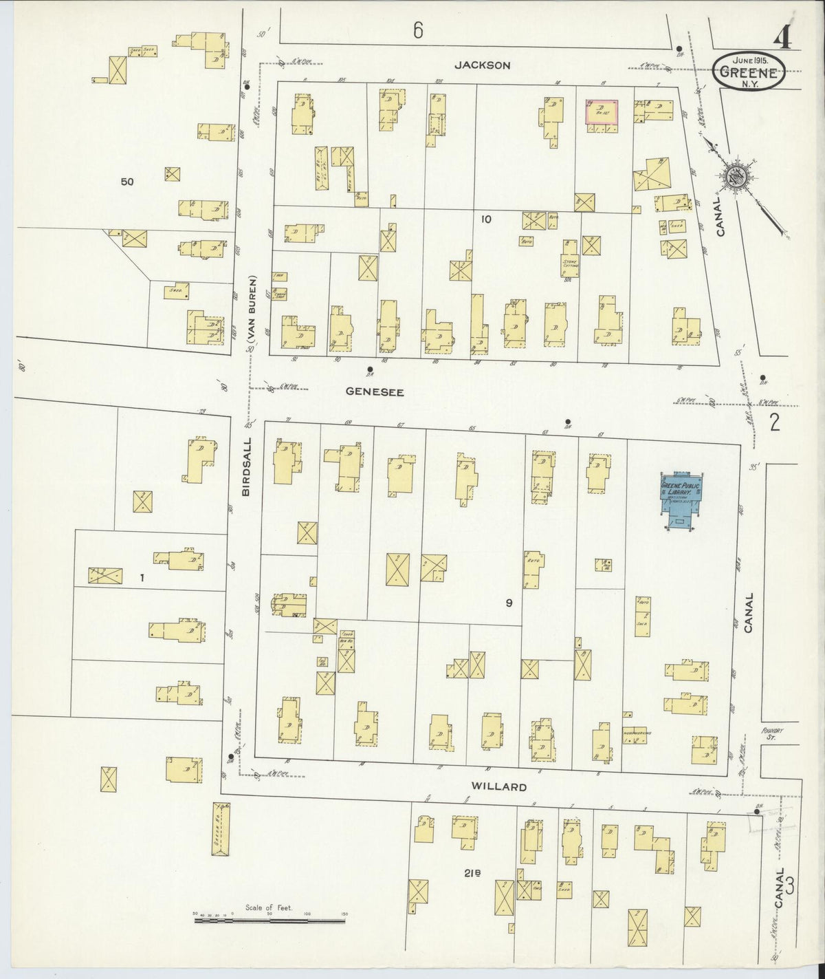 Sanborn Fire Insurance Map from Greene, Chenango County, New York (1915), Sheet #0004 - Complete Map Set gallery image, historic Sanborn map, vintage wall art, New York New York