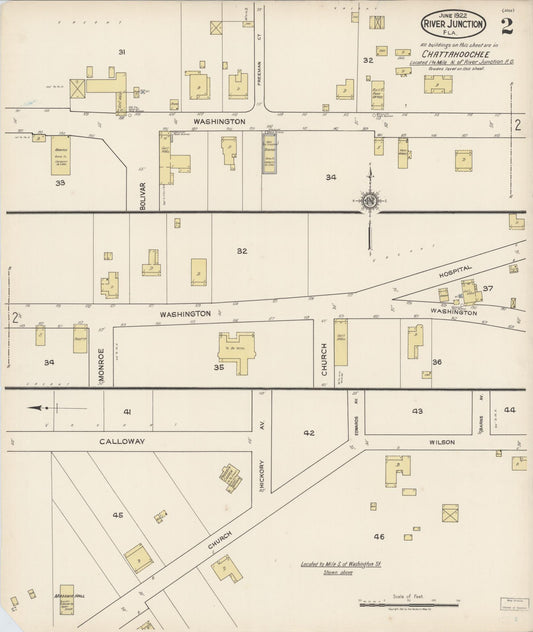 Sanborn Fire Insurance Map from River Junction, Gadsden County, Florida (1922), Sheet #0002 - Historic Sanborn Fire Insurance Map Print, vintage old map wall art, antique decor, genealogy gift, Florida Florida map