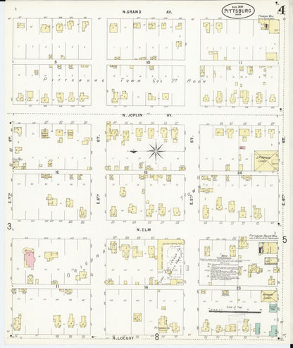 Sanborn Fire Insurance Map from Pittsburg, Crawford County, Kansas (1897), Sheet #0004 - Complete Map Set gallery image, historic Sanborn map, vintage wall art, Kansas Kansas