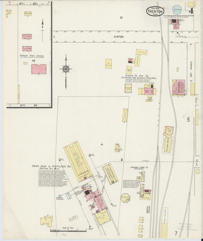 Sanborn Fire Insurance Map from Trenton, Gibson County, Tennessee (1915), Sheet #0004 - Complete Map Set gallery image, historic Sanborn map, vintage wall art, Tennessee Tennessee