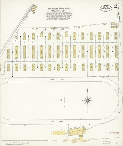 Sanborn Fire Insurance Map from Arcadia, Los Angeles County, California (1908), Sheet #0002 - Historic Sanborn Fire Insurance Map Print, vintage old map wall art, antique decor, genealogy gift, California California map