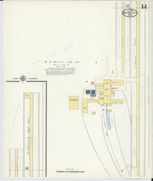 Sanborn Fire Insurance Map from Boyne City, Charlevoix County, Michigan (1911), Sheet #0014 - Historic Sanborn Fire Insurance Map Print, vintage old map wall art, antique decor, genealogy gift, Michigan Michigan map