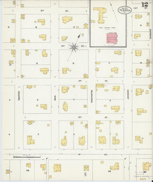 Sanborn Fire Insurance Map from Terrell, Kaufman County, Texas (1902), Sheet #0012 - Historic Sanborn Fire Insurance Map Print, vintage old map wall art, antique decor, genealogy gift, Texas Texas map