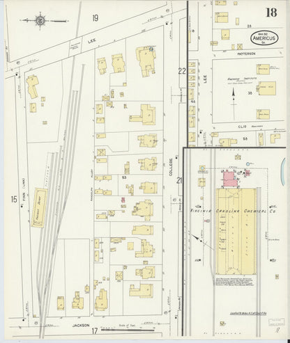 Sanborn Fire Insurance Map from Americus, Sumter County, Georgia (1912), Sheet #0018 - Complete Map Set gallery image, historic Sanborn map, vintage wall art, Georgia Georgia