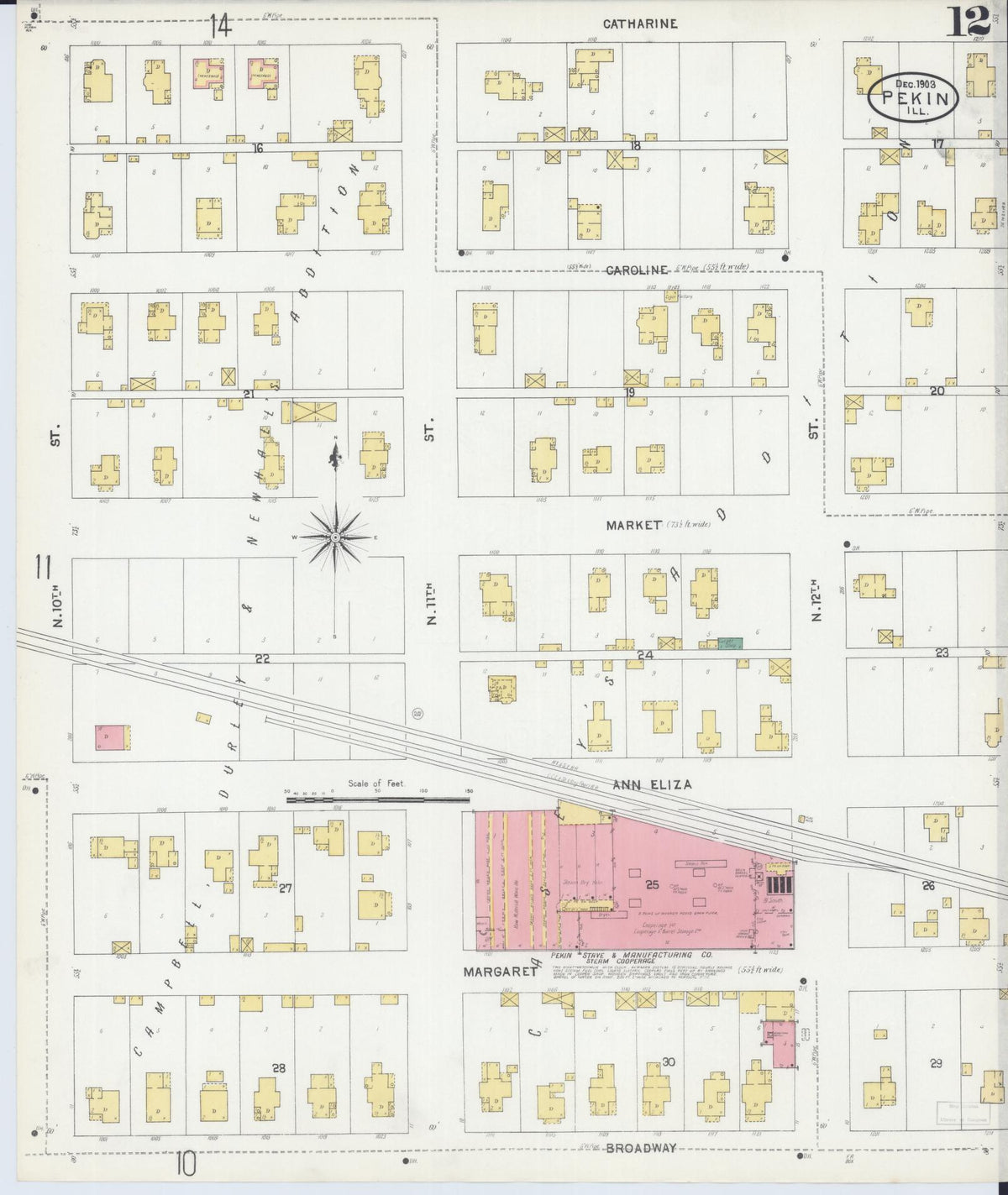 Sanborn Fire Insurance Map from Pekin, Tazewell County, Illinois (1903), Sheet #0012 - Complete Map Set gallery image, historic Sanborn map, vintage wall art, Illinois Illinois