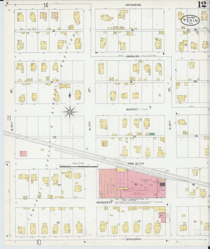 Sanborn Fire Insurance Map from Pekin, Tazewell County, Illinois (1903), Sheet #0012 - Complete Map Set gallery image, historic Sanborn map, vintage wall art, Illinois Illinois