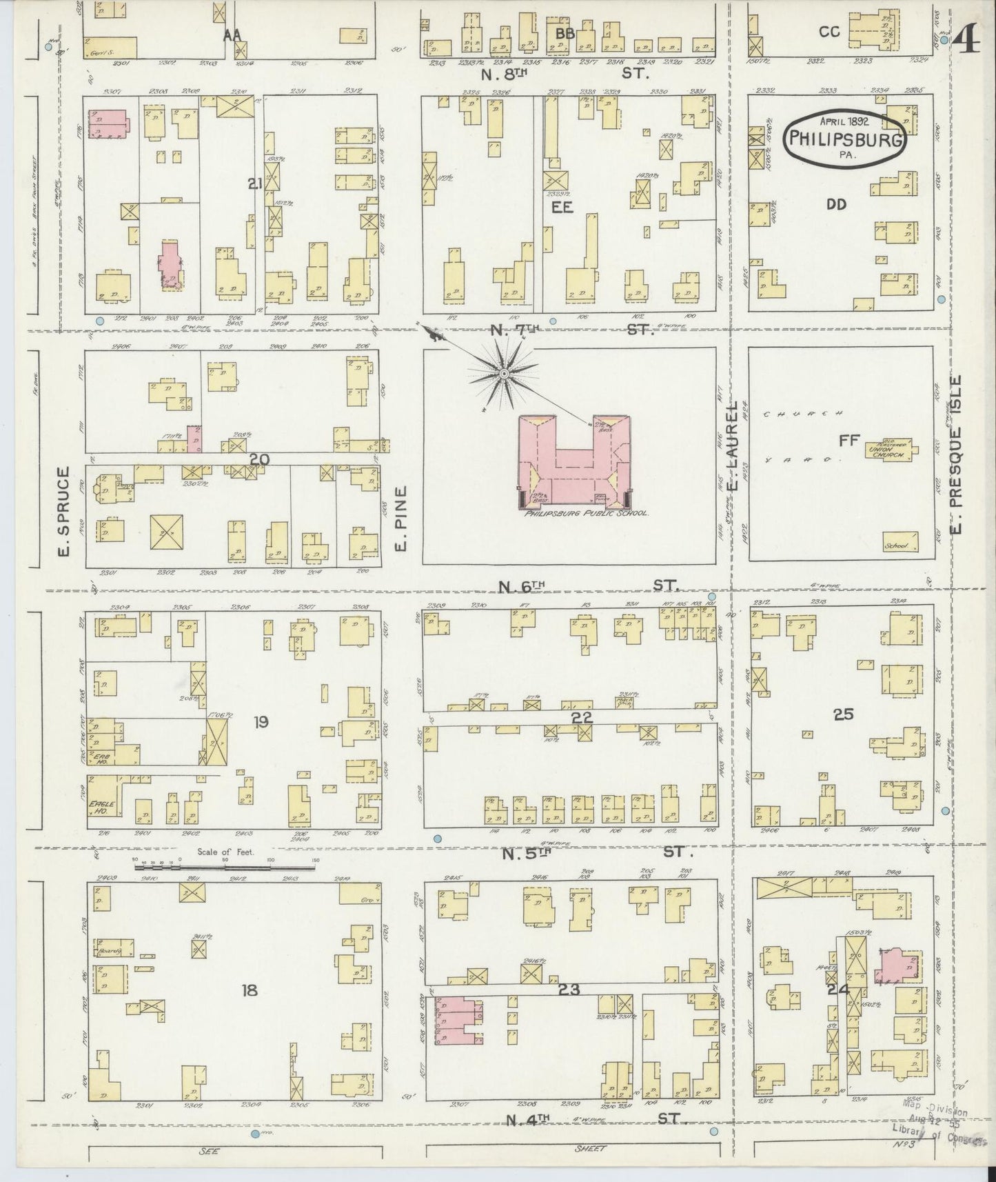 Sanborn Fire Insurance Map from Philipsburg, Centre County, Pennsylvania (1892), Sheet #0004 - Complete Map Set gallery image, historic Sanborn map, vintage wall art, Pennsylvania Pennsylvania