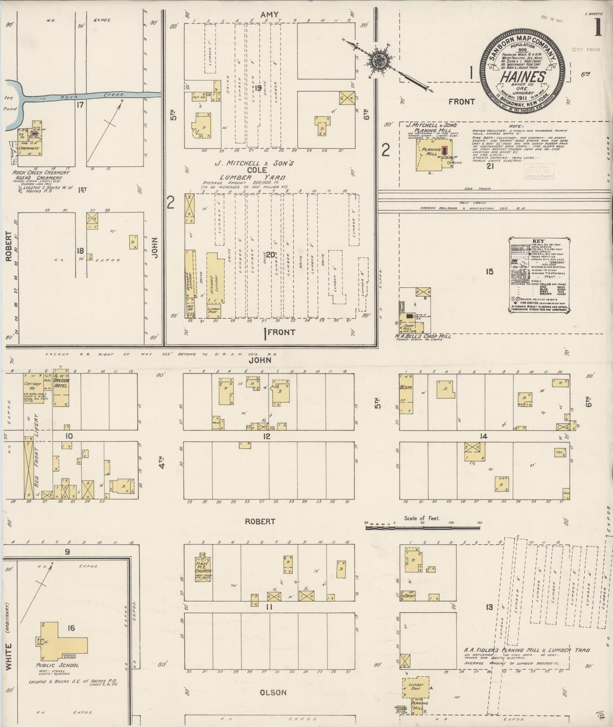 Sanborn Fire Insurance Map from Haines, Baker County, Oregon (1911), Sheet #0001 - Historic Sanborn Fire Insurance Map Print, vintage old map wall art, antique decor, genealogy gift, Oregon Oregon map
