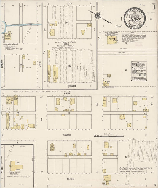 Sanborn Fire Insurance Map from Haines, Baker County, Oregon (1911), Sheet #0001 - Historic Sanborn Fire Insurance Map Print, vintage old map wall art, antique decor, genealogy gift, Oregon Oregon map