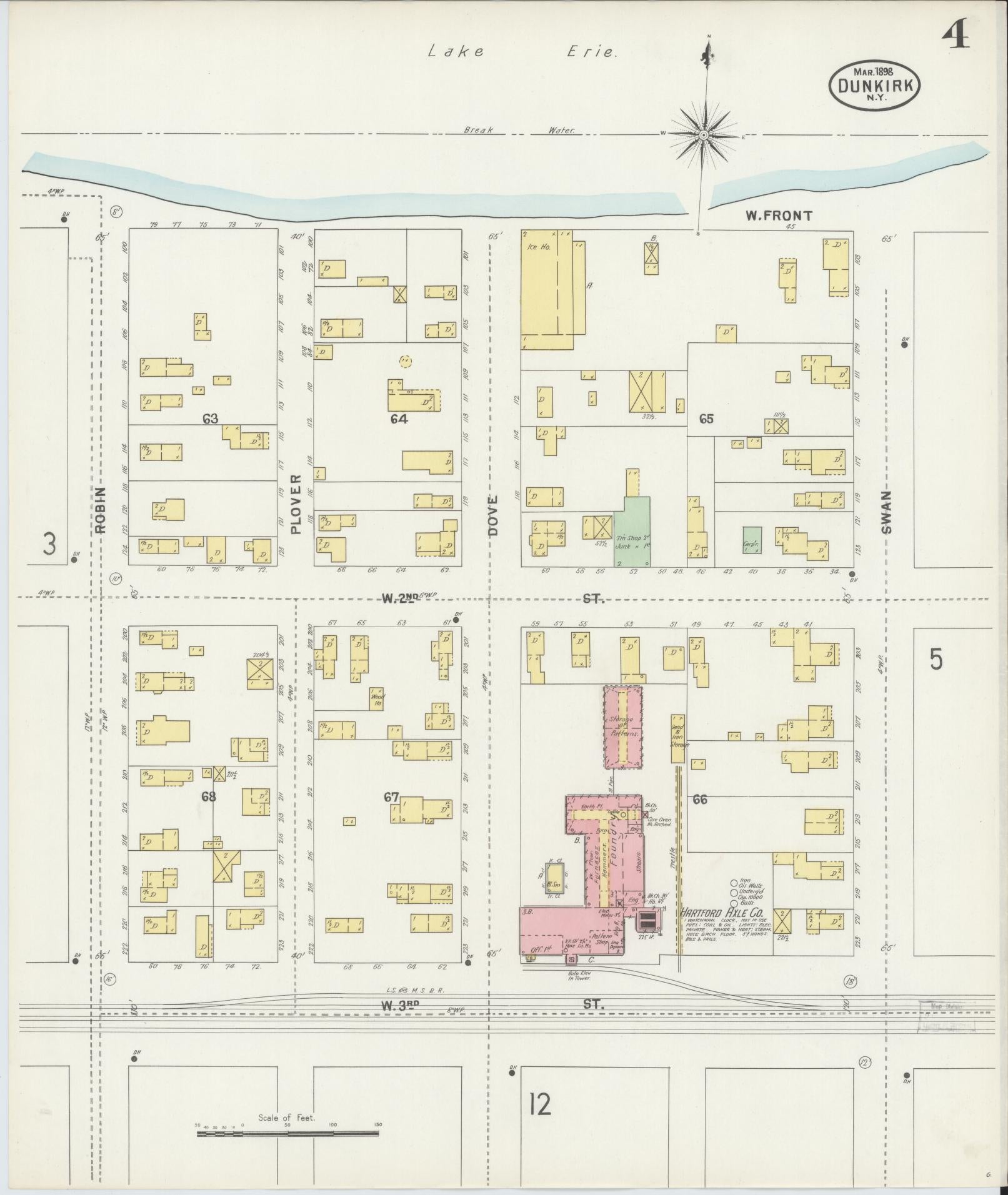 Sanborn Fire Insurance Map from Dunkirk, Chautauqua County, New York (1898), Sheet #0004 - Complete Map Set gallery image, historic Sanborn map, vintage wall art, New York New York