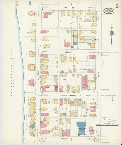 Sanborn Fire Insurance Map from Milton, Northumberland County, Pennsylvania (1913), Sheet #0005 - Historic Sanborn Fire Insurance Map Print, vintage old map wall art, antique decor, genealogy gift, Pennsylvania Pennsylvania map