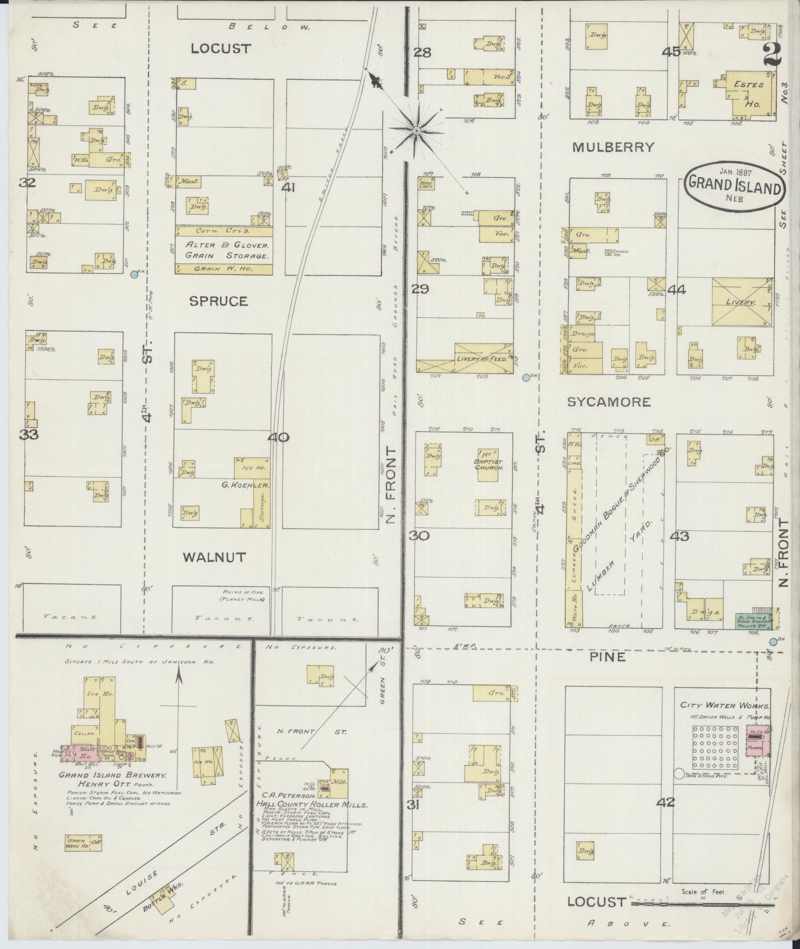 Sanborn Fire Insurance Map from Grand Island, Hall County, Nebraska (1887), Sheet #0002 - Historic Sanborn Fire Insurance Map Print, vintage old map wall art, antique decor, genealogy gift, Nebraska Nebraska map