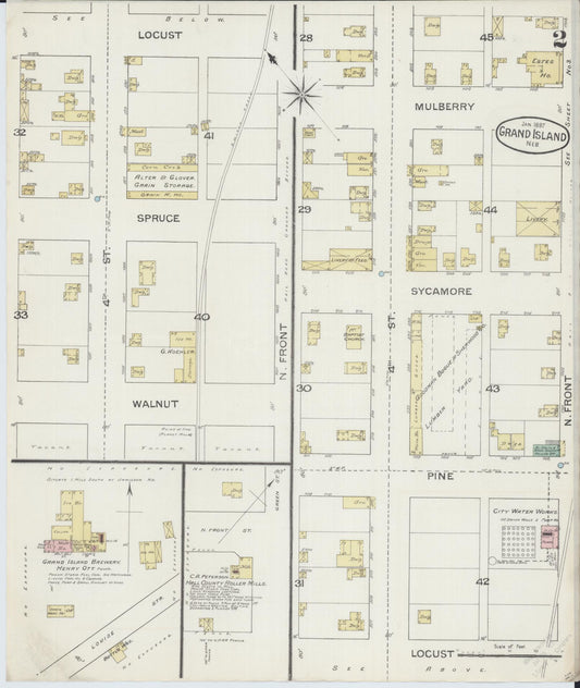 Sanborn Fire Insurance Map from Grand Island, Hall County, Nebraska (1887), Sheet #0002 - Historic Sanborn Fire Insurance Map Print, vintage old map wall art, antique decor, genealogy gift, Nebraska Nebraska map