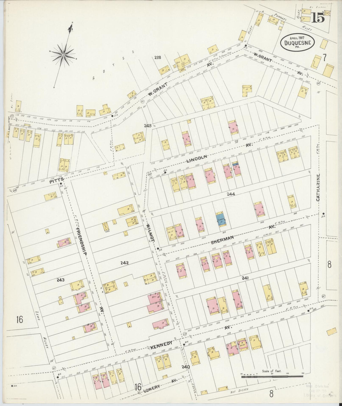 Sanborn Fire Insurance Map from Duquesne, Allegheny County, Pennsylvania (1907), Sheet #0015 - Complete Map Set gallery image, historic Sanborn map, vintage wall art, Pennsylvania Pennsylvania