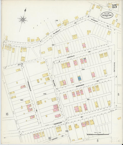 Sanborn Fire Insurance Map from Duquesne, Allegheny County, Pennsylvania (1907), Sheet #0015 - Complete Map Set gallery image, historic Sanborn map, vintage wall art, Pennsylvania Pennsylvania