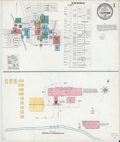 Sanborn Fire Insurance Map from Cedartown, Polk County, Georgia (1905), Sheet #0001 - Complete Map Set gallery image, historic Sanborn map, vintage wall art, Georgia Georgia