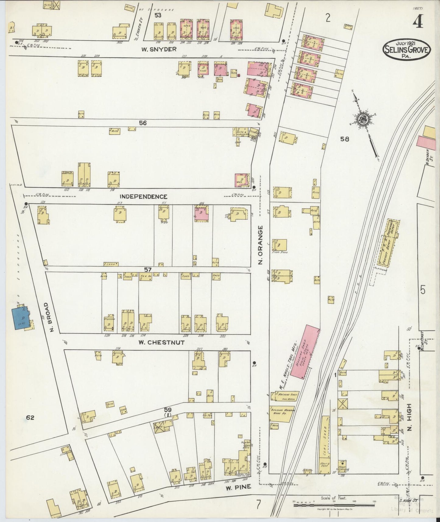 Sanborn Fire Insurance Map from Selins Grove, Snyder County, Pennsylvania (1921), Sheet #0004 - Complete Map Set gallery image, historic Sanborn map, vintage wall art, Pennsylvania Pennsylvania