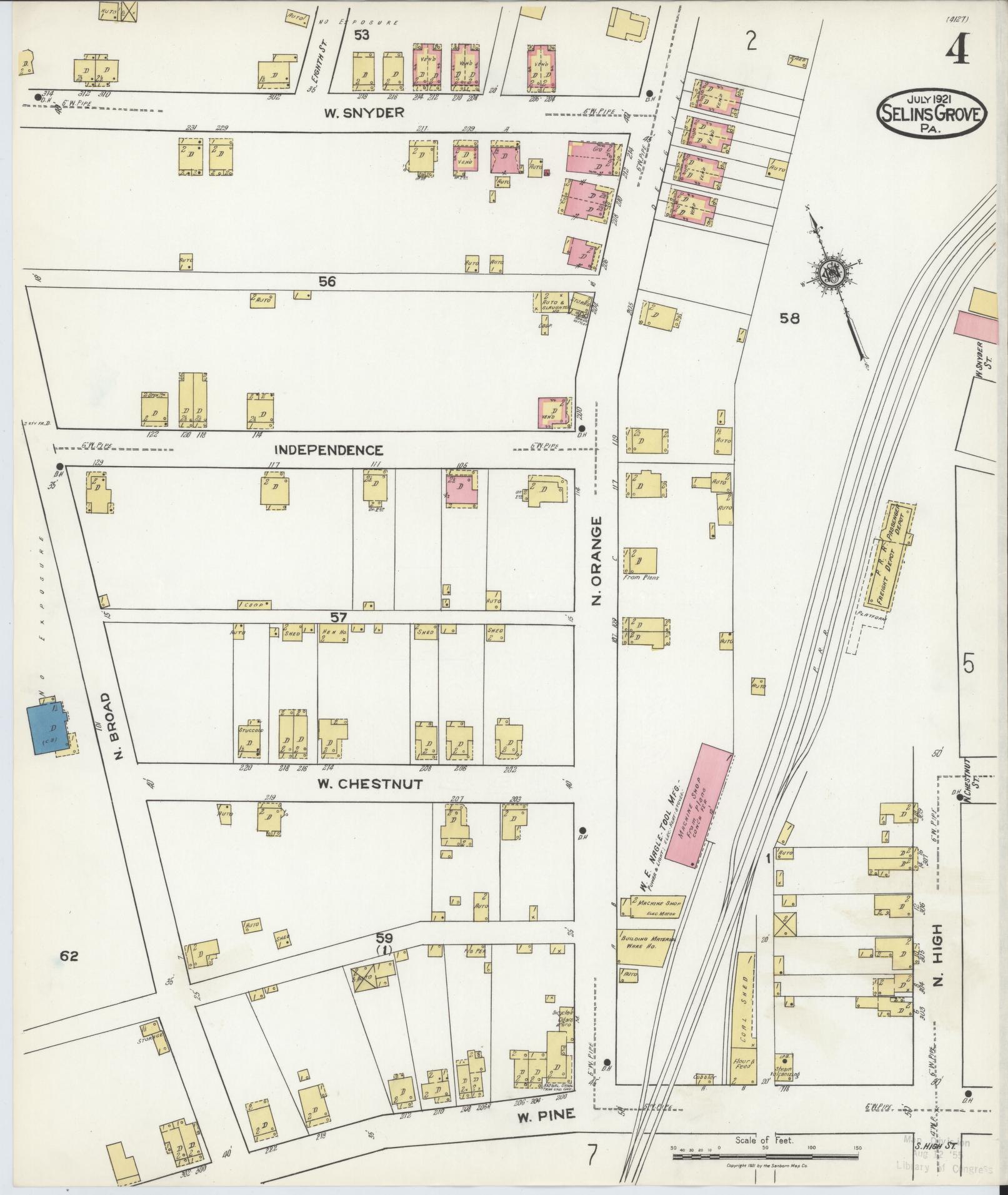 Sanborn Fire Insurance Map from Selins Grove, Snyder County, Pennsylvania (1921), Sheet #0004 - Complete Map Set gallery image, historic Sanborn map, vintage wall art, Pennsylvania Pennsylvania