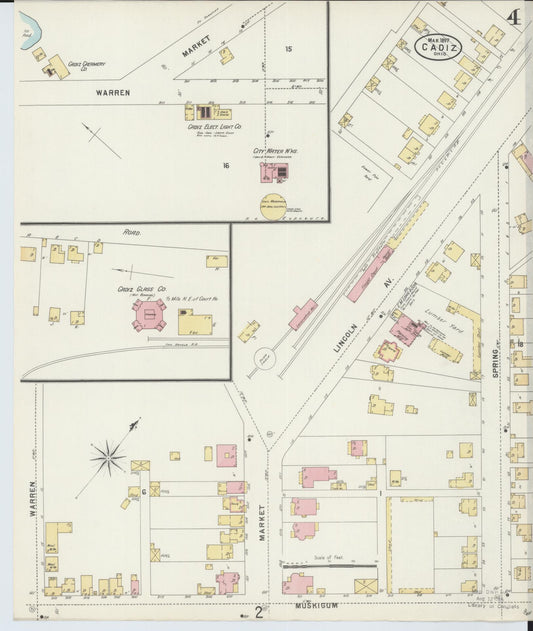 Sanborn Fire Insurance Map from Cadiz, Harrison County, Ohio (1897), Sheet #0004 - Historic Sanborn Fire Insurance Map Print, vintage old map wall art, antique decor, genealogy gift, Ohio Ohio map