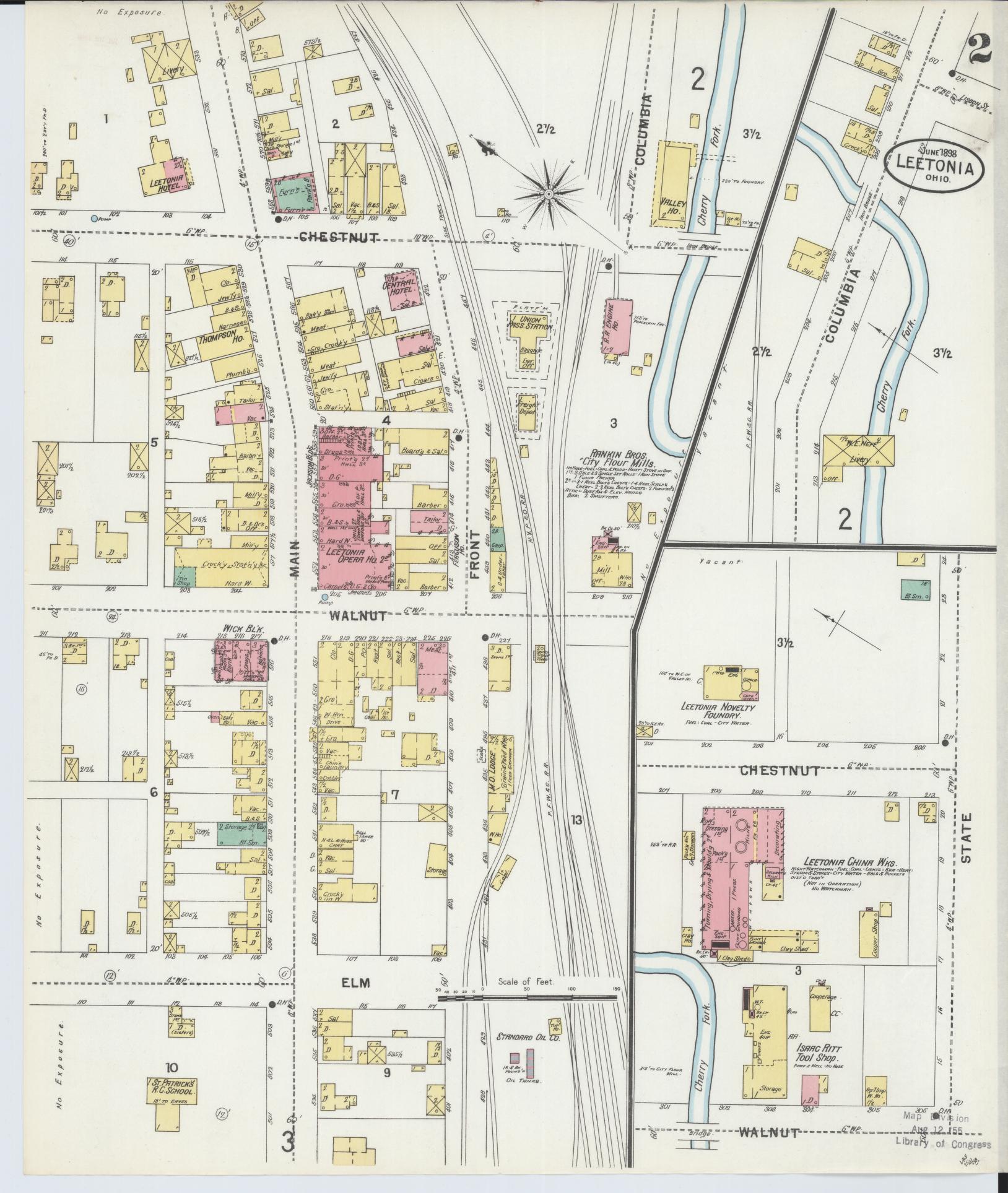 Sanborn Fire Insurance Map from Leetonia, Columbiana County, Ohio (1898), Sheet #0002 - Complete Map Set gallery image, historic Sanborn map, vintage wall art, Ohio Ohio