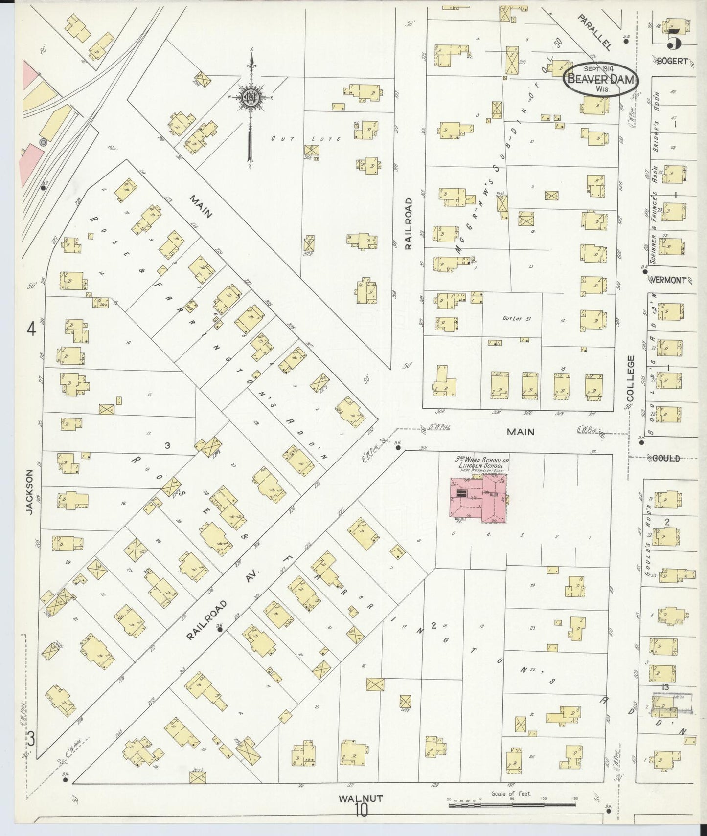 Sanborn Fire Insurance Map from Beaver Dam, Dodge County, Wisconsin (1914), Sheet #0005 - Complete Map Set gallery image, historic Sanborn map, vintage wall art, Wisconsin Wisconsin