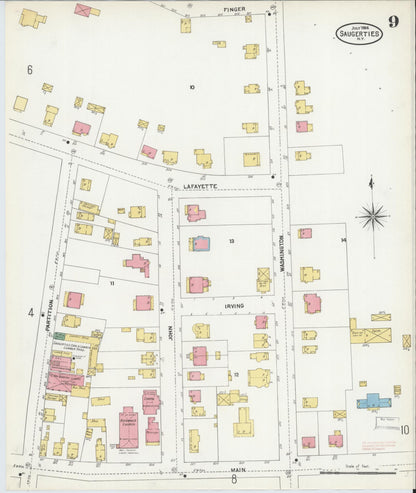 Sanborn Fire Insurance Map from Saugerties, Ulster County, New York (1904), Sheet #0009 - Complete Map Set gallery image, historic Sanborn map, vintage wall art, New York New York