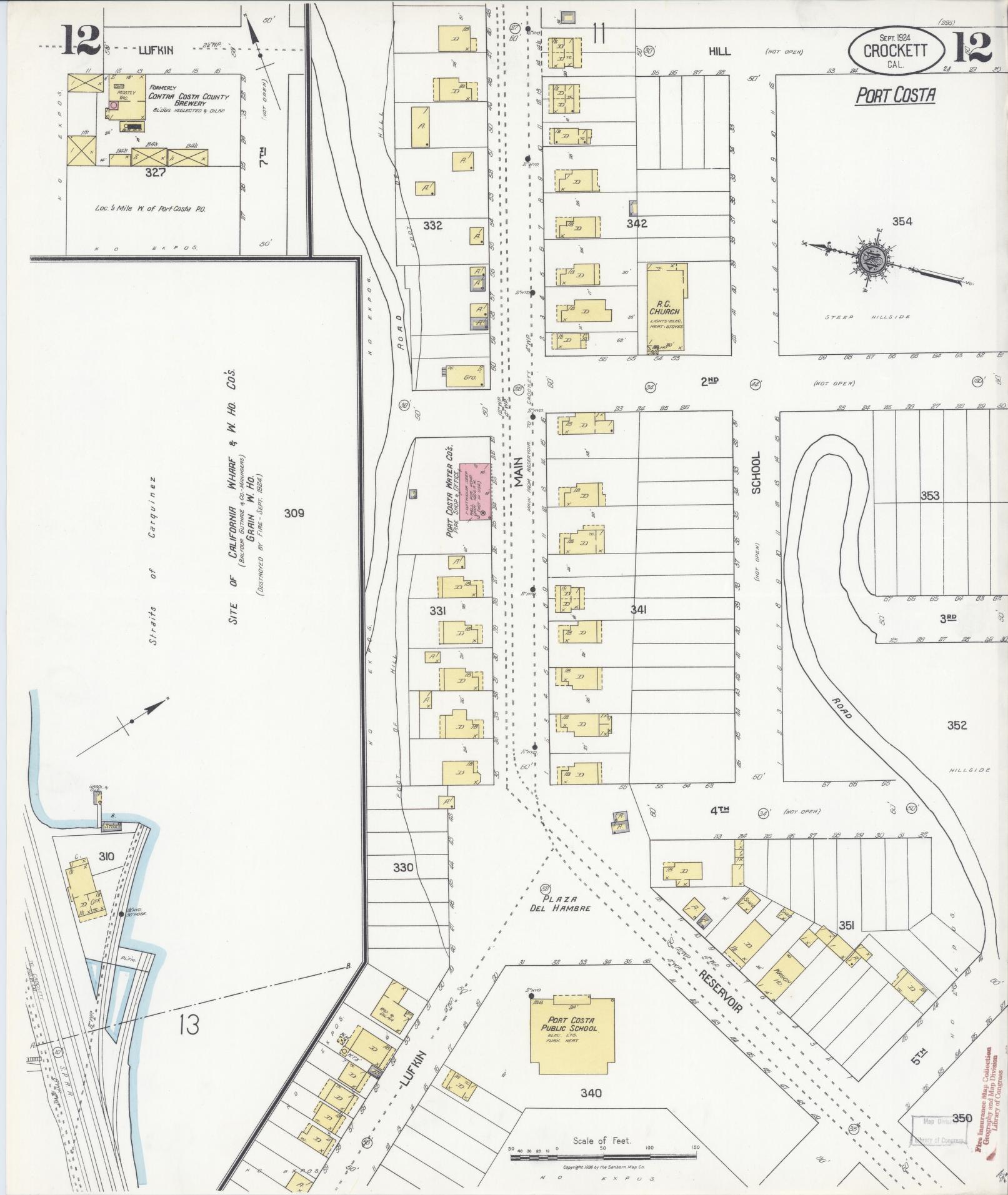 Sanborn Fire Insurance Map from Crockett, Contra Costa County, California (1924), Sheet #0012 - Historic Sanborn Fire Insurance Map Print, vintage old map wall art, antique decor, genealogy gift, California California map