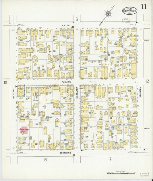 Sanborn Fire Insurance Map from Key West, Monroe County, Florida (1912), Sheet #0011 - Historic Sanborn Fire Insurance Map Print, vintage old map wall art, antique decor, genealogy gift, Florida Florida map