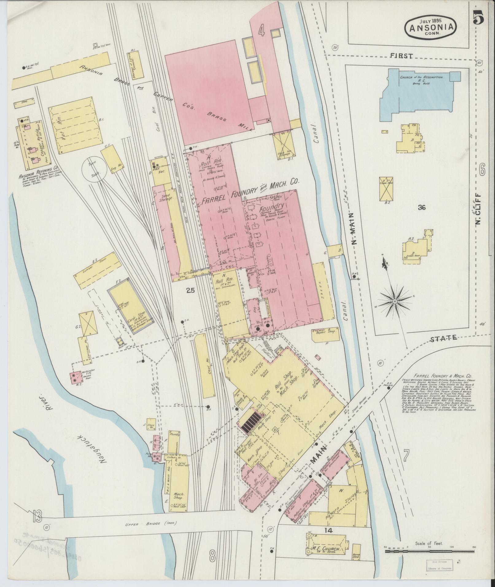 Sanborn Fire Insurance Map from Ansonia, New Haven County, Connecticut (1895), Sheet #0005 - Complete Map Set gallery image, historic Sanborn map, vintage wall art, Connecticut Connecticut