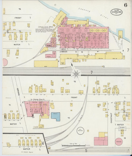 Sanborn Fire Insurance Map from Corning, Steuben County, New York (1898), Sheet #0006 - Historic Sanborn Fire Insurance Map Print, vintage old map wall art, antique decor, genealogy gift, New York New York map