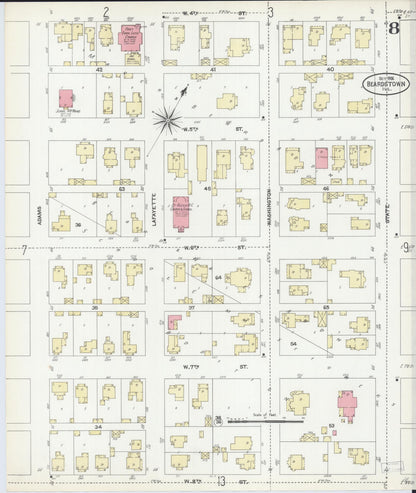Sanborn Fire Insurance Map from Beardstown, Cass County, Illinois (1906), Sheet #0008 - Complete Map Set gallery image, historic Sanborn map, vintage wall art, Illinois Illinois
