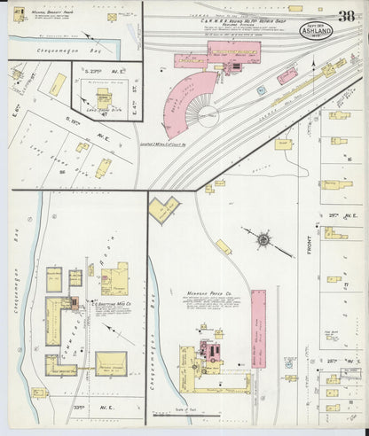Sanborn Fire Insurance Map from Ashland, Ashland County, Wisconsin (1909), Sheet #0038 - Complete Map Set gallery image, historic Sanborn map, vintage wall art, Wisconsin Wisconsin