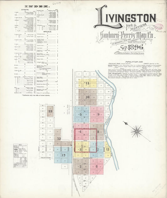 Sanborn Fire Insurance Map from Livingston, Park County, Montana (1896), Sheet #0001 - Complete Map Set gallery image, historic Sanborn map, vintage wall art, Montana Montana